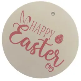 Easter Gift Tag - Pack Of 10 Happy Easter Ears Pink